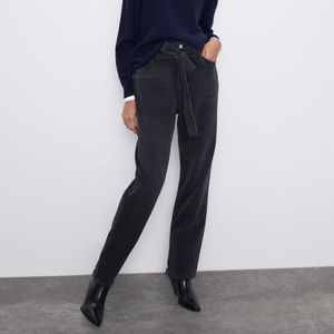 Zara paper bag black jeans